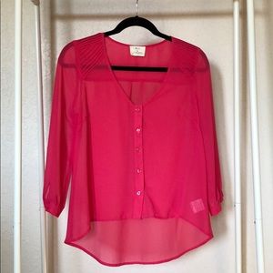 Pink Sheer Crop Blouse